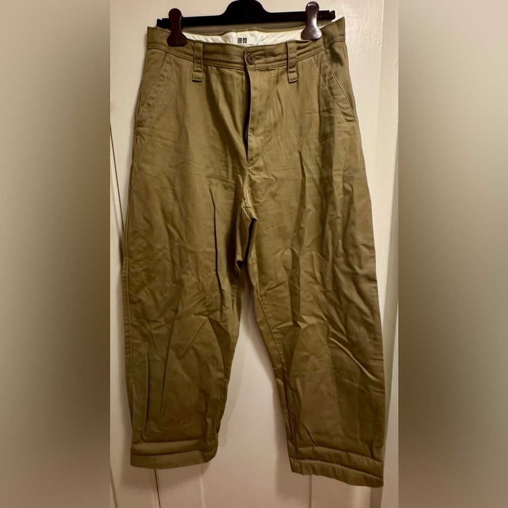 Uniqlo Olive-Tan Men's Barrel Leg Chino Pants